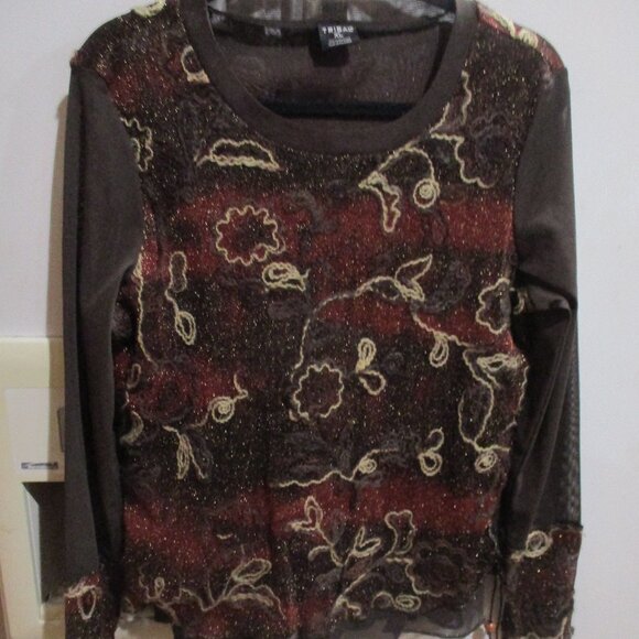 Tribal artsy Mesh Top Womens l xl - Picture 1 of 4